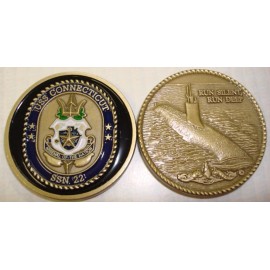 NAVY SUBMARINE USS CONNECTICUT SSN-22 RUN SILENT RUN DEEP CHALLENGE COIN
