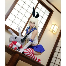GK-O Game Anime Kantai Collection KAN Colle Shimakaze Cosplay Costume Uniform Outfit (Asian Size Large) White
