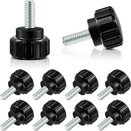 Hotop Threaded Knurled Thumbscrew Monitor Mount Screws on Knobs Monitor Screws Carbon Steel Clamping Knobs Grip Thumb Screw Mounting Thumb Screw, Black(10 Pieces,M4 x 10 mm)