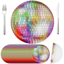 Crtiin 50 Pieces 12 Inch Disco Ball Round Placemats 70s Disco Party Placemats Disposable Paper Table Mat for Birthday Party Reunion 70s Groovy Party Wedding Banquets Kitchen Dining Supplies (Colorful)