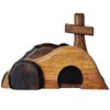 Easter Empty Tomb Scene with Cross Decor Statue Wooden Nativity