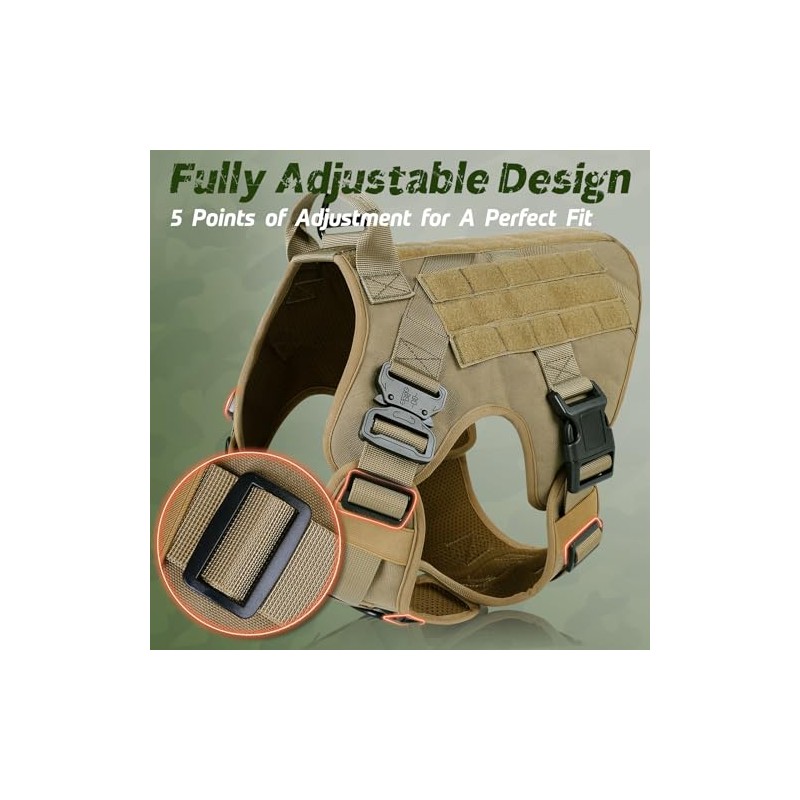 rabbitgoo Chaleco Táctico Arnés para Perro Grande con Sistema Molle
