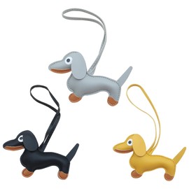 EIYVPRA 3 Keyrings Dachshund Gifts, Cute Puppy Dog Bag Pendant Leather Lucky Charm Dachshund Keychain Gifts for Favourite Person Women Men Children Birthday Key Ring