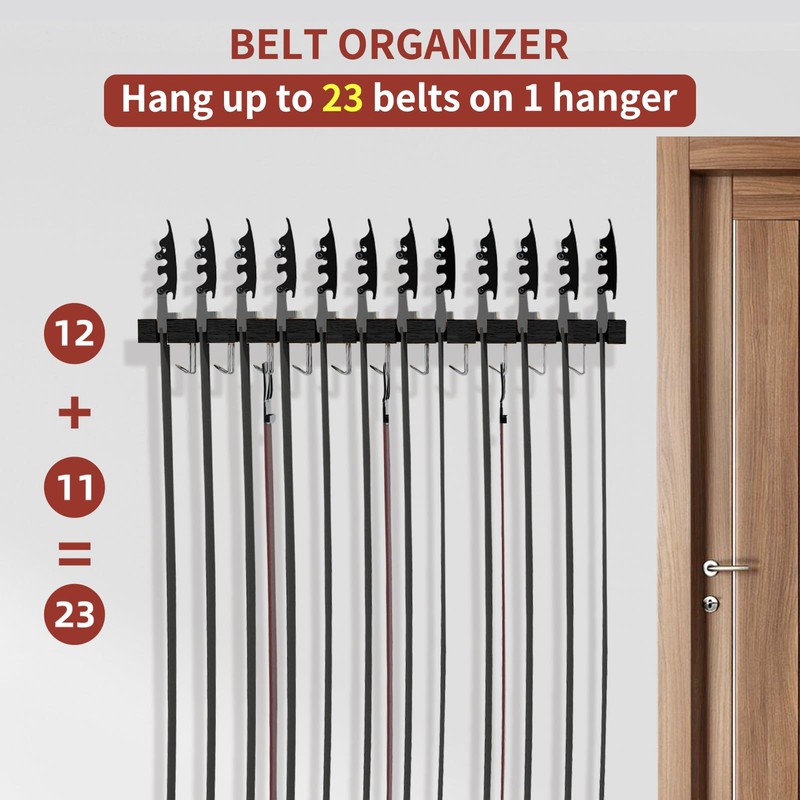 Cuipingoo Belt Hanger for Closet Max 42 Belts, 2-in-1 Wall