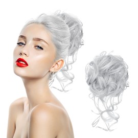 1 Piece Bun Hairpiece, Wavy Ponytail, Women's Wig Hair Clip, Messy Bun Hairpiece, Claw Clip, Women's Clip-in Hairstyle, Wig Accessories (Light Grey)