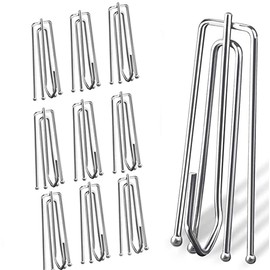 100 Pcs Stainless Steel Curtain Pleat Hook, Dveda Drapery Hooks Traverse Pleater, Curtain Pleater Tape Hooks, 4 Prongs Pinch Pleat Clips Hooks for Window Door Bathroom Curtain