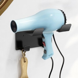 Hair Dryer Holder Wall Mount, Stainless Steel Blow Dryer Holder for Bathroom, Rustproof Hair Dryer Organizer Fits 2.3" Diameter, Easy Wall Installation (Black)