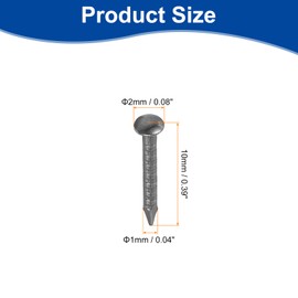 sourcing map 100Pcs Small Hardware Nails, 1 x 10mm Carbon Steel Round Head Nail Common Finishing Nail for Household Woodworking Picture Hanging DIY Projects, Black