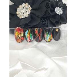 Colorful laser handmade nail tips - Long Round Square / 화려한레이저 수제네일팁 - 롱라운드스퀘어