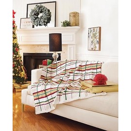Mary Maxim Knit Holiday Plaid Blanket