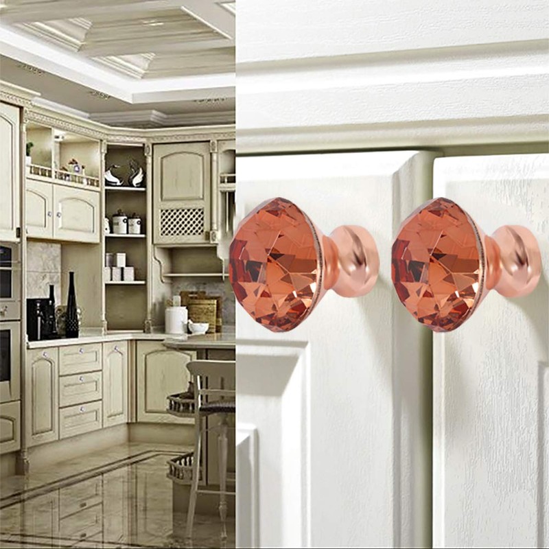 10Pcs Crystal Door Knobs 30mm Crystal Glass Door Knobs Diamond