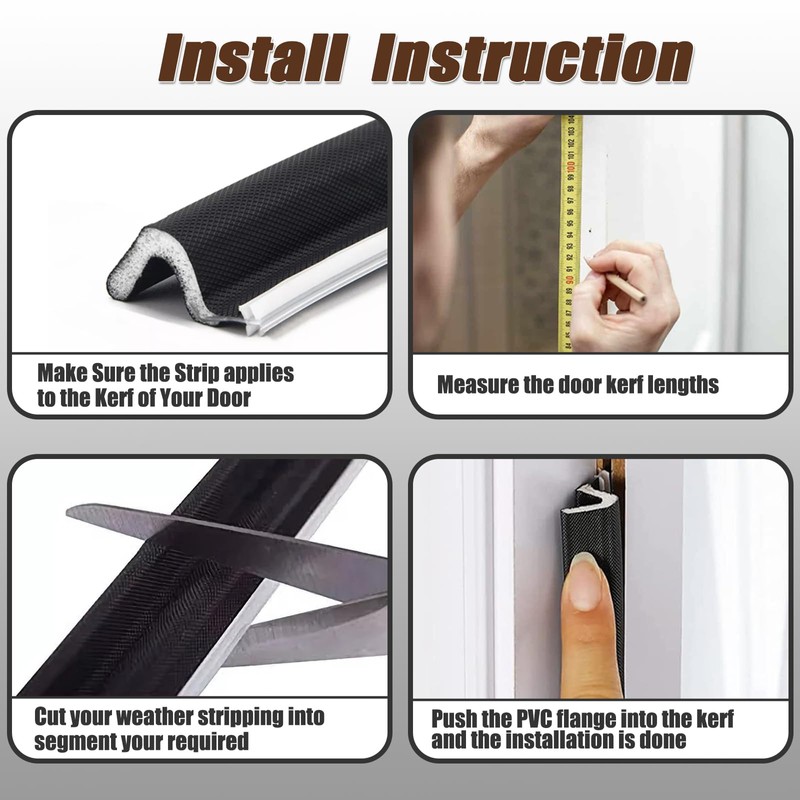 26 FT Door Frame Extra Thick Kerf Non-Adhesive Weather Stripping