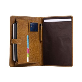 Leather Business Portfolio Business Personal Organiser Folder Full Grain Leather padfolio by KomalC (Yellow Tan)