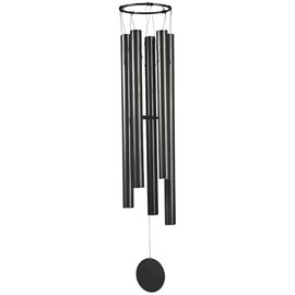 ICE ARMOR 50" Long Black Metal Traditional Wind Chime with Black Tubes Statue Sculpture Ornament Decoration Garden Decor Ideas for Housewarming, Holidays and Birthdays