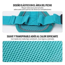 SAN KARA Arnés para Perros y Gatos con Correa 1.5M  Arnés Reflectante Transpirable con Soporte para AirTag (no Incluido), Pecheras Ajustable y Cómodo 