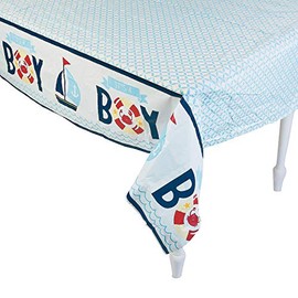 Fun Express Nautical Boy Baby Shower Plastic Tablecloth - Party Supplies - 1 Piece