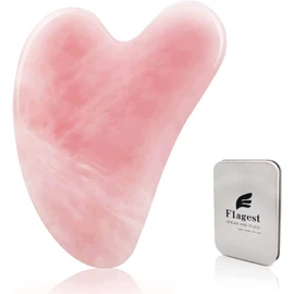 Flagest Gua Sha Rose Quartz Massage Tool, Facial Tool for Scraping and SPA Acupuncture Therapy, Heart Shape Trigger Point Treatment on Face (Rose Quartz)