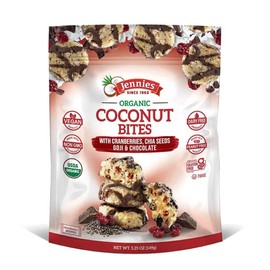 Jennies Organic Coconut Bites with Goji & Chia, 5.25oz Gluten Free, Non-GMO, Peanut Free, Kosher (6 Packs)