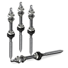 Vooxa Hanger Bolts M10 x 250 Pre-Assembled Stainless Steel V2A A2 Height Adjustable for Photovoltaic Solar Mounting on Building Roofs, Pack of 4