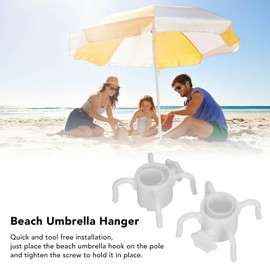 2 Pack Beach Umbrella Hanging Hook, 4 Prongs Plastic Umbrella Hanger Hook for Hanging Towel Hat Sunglasses Camera(White)