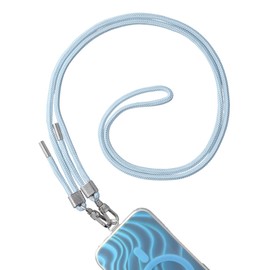 AHABIPERS Crossbody Phone Lanyard Strap with Patch, Adjustable Detachable Universal Nylon Neck Necklace Cell Phone Strap Compatible with Most Phone Cases - Azure