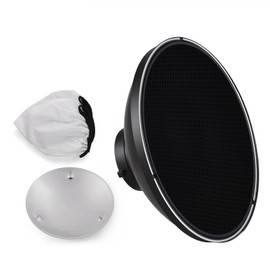 Andoer 30cm/11.8in Standard Reflector Beauty Dish Bowens Mount with White Diffuser Reflector Honeycomb Grid for Studio Portrait Photography Strobe Flash Light