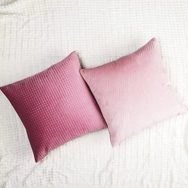 INJOY HOME DECOR Rose Gold Throw Pillow Cases Blush Pink Square 2 Pieces Velvet Decorative Pillowcases Modern Fashion Cushion Covers for Living Room Sofa Bed with Invisible Zipper 45x45cm Set of 2
