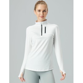 3 Pack: Women's Quick Dry Long Sleeve Quarter Zip Pullover Workout Shirts with Thumb Holes and Pocket (Set 2, Medium)