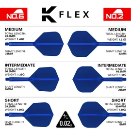 Target Darts K Flex Integrated Dart Flight and Shaft, No.2, Blue (Intermediate), Pack of 3 K Flex No.2, Precision Moulded 2-in-1 Dart Flights and Dart Shafts, Professional Dart Accessories