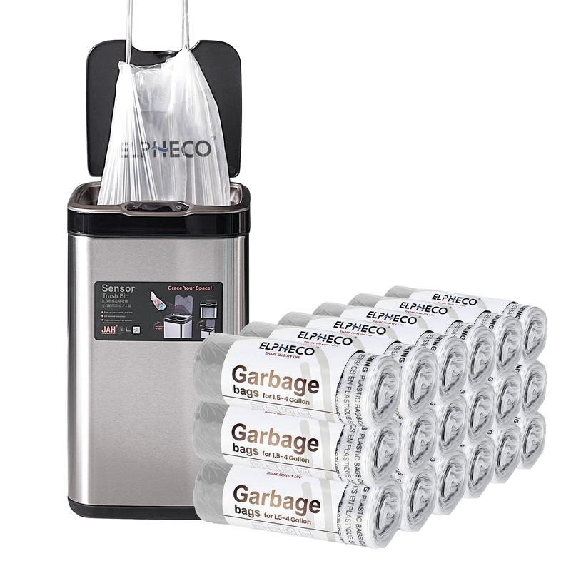 ELPHECO 2.5 Gallon Trash Bags │ 15 Liters Drawstring Garbage
