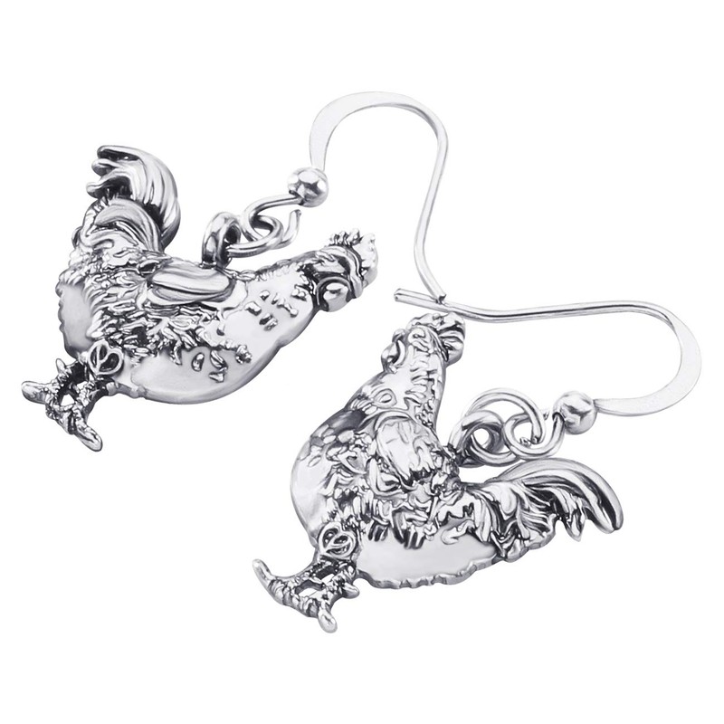 DOWAY Enamel Floral Chicken Hen Earrings Dangle Drop Charm Farm