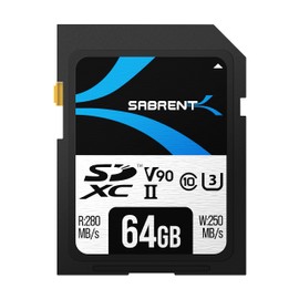 SABRENT Rocket v90 64GB SD UHS-II Tarjeta de Memoria R280MB/s W250MB/s (SD-TL90-64GB)