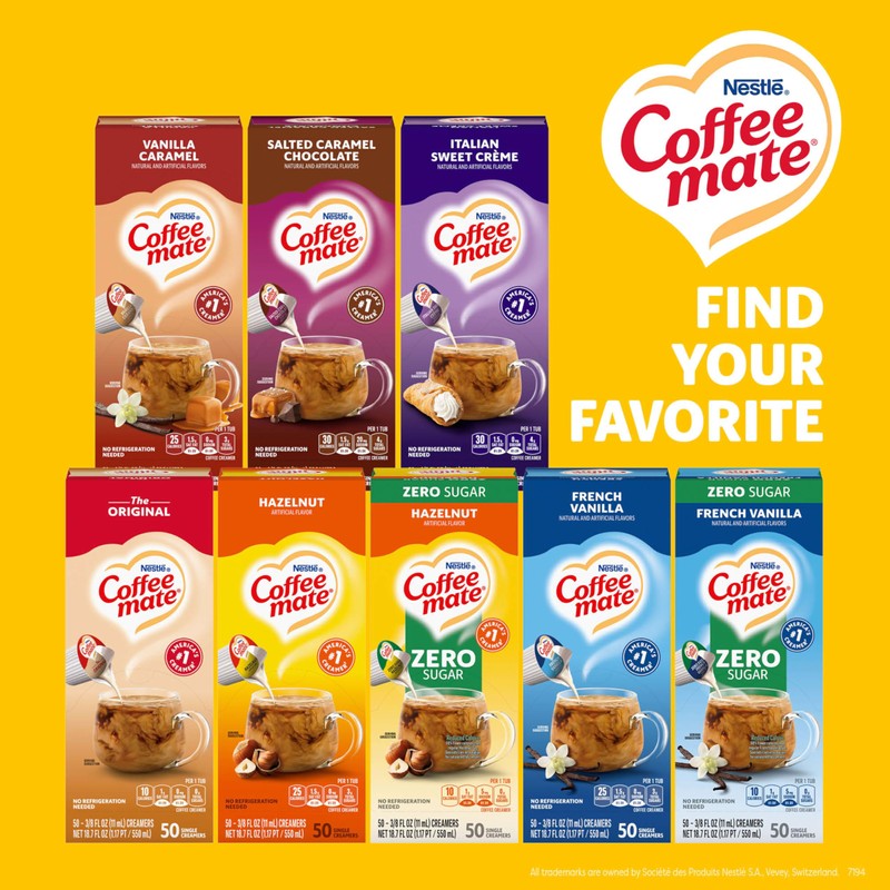 Nestle Coffee mate Coffee Creamer, Hazelnut, Liquid Creamer Singles, Non