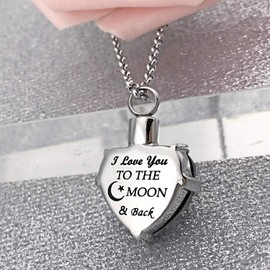 YOUFENG Urn Necklaces for Ashes Always in My Heart Heart Cremation Jewelry Memorial Pendant Birthstone Necklace (April URN)