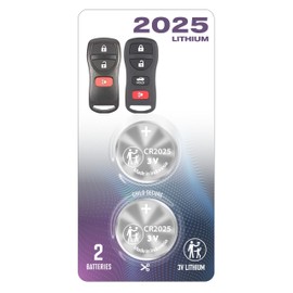 (2 Pack) CR2025 Remote Key FOB Battery (2003-2021) for Nissan 350Z Altima Armada Frontier Juke Murano NV Pathfinder Quest Rogue Sentra Titan Versa Xterra for Infiniti EX35 FX35 FX45 G35 I35 QX4 QX56