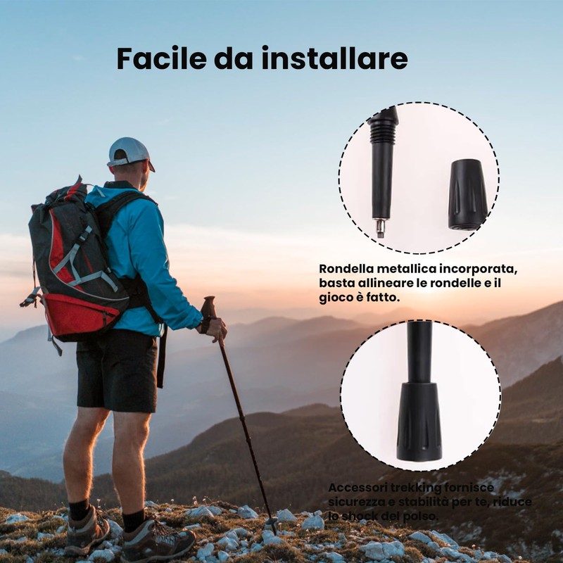 Esshogo Pack of 6 Rubber Buffer Trekking Poles, Pole Tip,