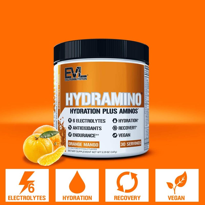 Evlution Nutrition HYDRAMINO Complete Hydration Multiplier, All 6 Electrolytes, Vitamin