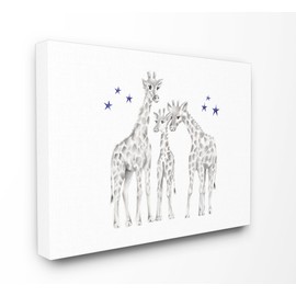 Stupell Industries Giraffe Family Graphite Drawing XXL Stretched Canvas Wall Art, 30 x 1.5 x 40, Proudly Made in USA