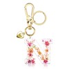 Initial Letter Keychain N Alphabet Keychain with Gold Resin Heart
