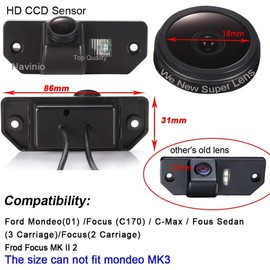 Super HD 1280 * 720pixel 1000TV Lines Auto Rückansicht Kamera Nachtsicht Einparkhilfe Rückfahrkamera für Ford Mondeo(01) /Focus (C170)/C-Max/Fous Sedan (3 Carriage)/Focus(2 Carriage)/ Focus MK II 2
