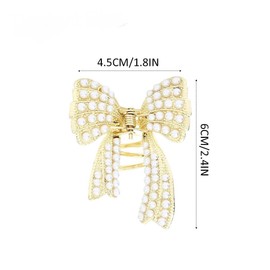 2PCS Gold Butterfly Pearl Hair Claw Clip Non-Slip Bow Metal Hair Clip Cute Hair Catch Barrettes Styling Hair Accessories for Women