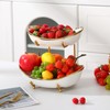 Honeydak 2 Tier Ceramic Fruit Bowl for Kitchen Counter Tiered