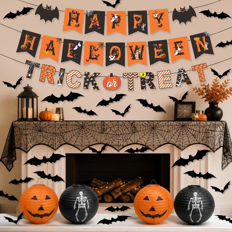 Halloween Decorations Indoor Party Bundle - Happy Halloween & Trick