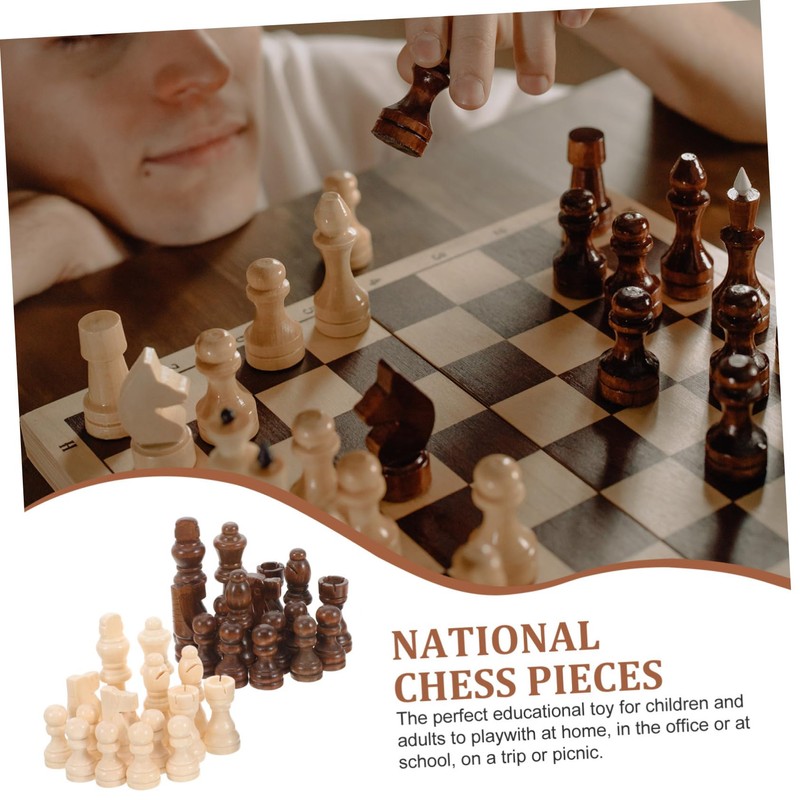 COHEALI Set Wooden Chess Pieces International Chess Pieces Set 3