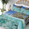 Ambesonne Underwater Sheet Set, Ocean Tropical Island Butterflyfish Beach Ocean