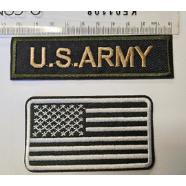 Fat-catz-copy-catz Twin Set US Army Military Strip & USA Flag Iron on Sew on Embroidered Badge Applique Motif Patch