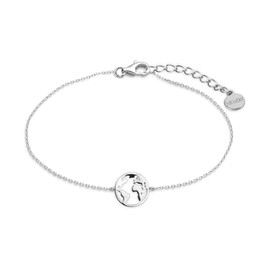 XENOX XS3165 Women's 925 Sterling Silver World Earth Bracelet of 18.5 cm, Sterling Silver