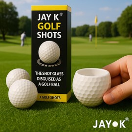 JAY K Golf Shots for Golf Rounds Parties Events Golf Lovers Golf Accessories Gift Idea for Flight Partner 3 Shot Glasses in Golf Ball Design