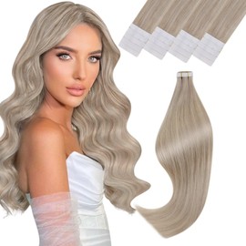Vivien Tape-In Extensions, Real Hair Blonde Extensions, Tape-In Real Hair, Ash Blonde, Highted Blonde, Real Hair Extensions, Tape-In Hair Extensions, 30 cm, 30 g, 20 Pieces, #16/22