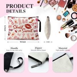 Cusrtyh Short Sweet Love Song SC Fans Funny Canvas Zipper Makeup Bag, Travel Accessories Storage Toiletries Bag, Pink Lady Themed Party Gifts, Gifts for Music Fan Sister Coworker Bestie Friends BBF